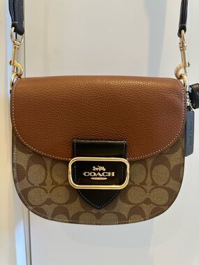 Coach Morgan Saddle Bag in Colorblock Signature Coated Canvas  and Leather